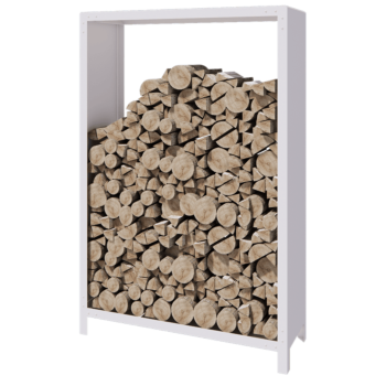 Holzlager aus Stahl - Indiana - 120 x 40 x 180 cm - RAL9010 matte (weiß)