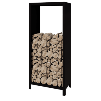 Holzlager aus Stahl - Indiana - 80 x 40 x 180 cm - RAL9005 matte (schwarz)