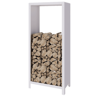 Holzlager aus Stahl - Indiana - 80 x 40 x 180 cm - RAL9010 matte (weiß)