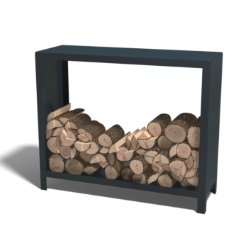 Holzlager aus Stahl - Indiana - 120 x 40 x 100 cm - RAL9005 matte (schwarz)