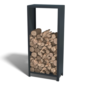 Holzlager aus Stahl - Indiana - 80 x 40 x 180 cm - RAL9005 matte (schwarz)