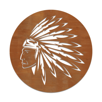 Wanddekoration aus Cortenstahl Indianer