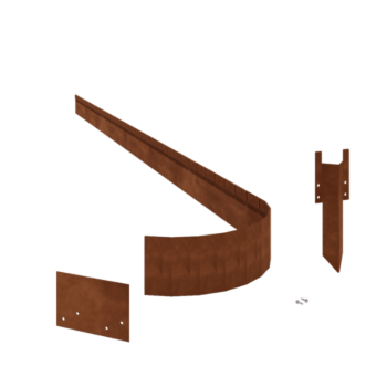 Rasenkante FLEX abgeflacht aus Cortenstahl 13 cm kompletter Satz pro 15 meter