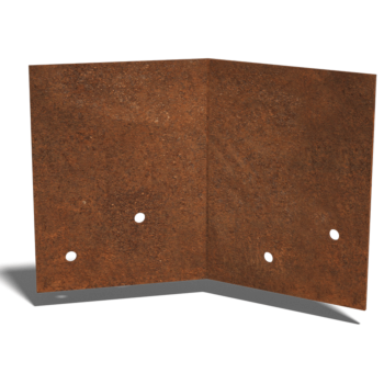 Verbindungsplatte 45° aus Cortenstahl Mittel 22 - 25 cm