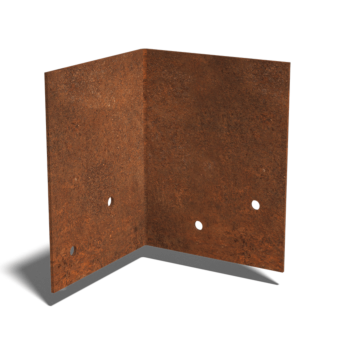 Verbindungsplatte 90° aus Cortenstahl Mittel 22 - 25 cm