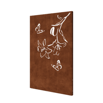Cortenstahl-Paneel Lilie 120 x 6 x 190 cm