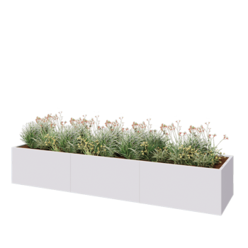 Hochbeet XXL aus Stahl - Rechteckig - 360 x 80 x 60 cm - RAL9010 matte (weiß) - Ohne Bodenplatte