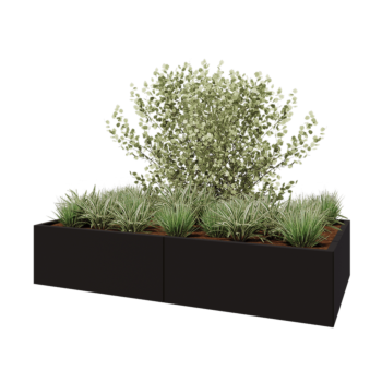 Hochbeet XXL aus Stahl - Rechteckig - 200 x 100 x 40 cm - RAL9005 matte (schwarz) - Ohne Bodenplatte