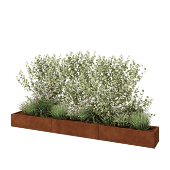 Cortenstahl Hochbeet XXL - Rechteckig - 360 x 40 x 30 cm - Mit Bodenplatte