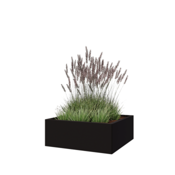 Pflanzkübel aus Stahl - Viereckig - 80 x 80 x 30 cm - RAL9005 matte (schwarz) - Ohne Bodenplatte