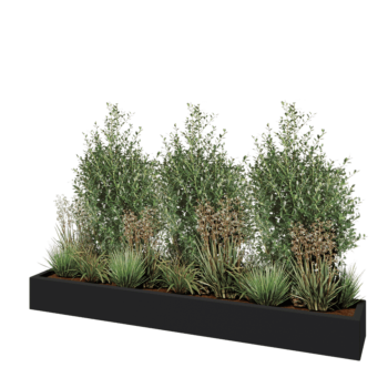 Fiberglas Pflanzkübel - Rechteck - 200 x 30 x 20 cm - RAL7021 matte (schwarzgrau) - Mit Boden