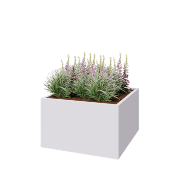 Pflanzkübel aus Stahl - Viereckig - 100 x 100 x 60 cm - RAL9010 matte (weiß) - Mit Bodenplatte