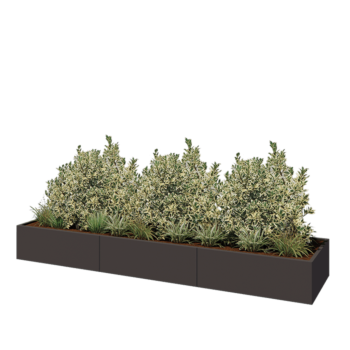 Hochbeet XXL aus Stahl - Rechteckig - 360 x 80 x 40 cm - RAL7016 matte (anthrazitgrau) - Mit Bodenplatte