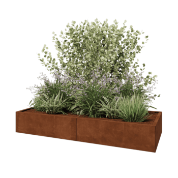 Cortenstahl Hochbeet XXL - Rechteckig - 200 x 80 x 30 cm - Mit Bodenplatte