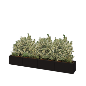 Hochbeet XXL aus Stahl - Rechteckig - 320 x 40 x 40 cm - RAL9005 matte (schwarz) - Mit Bodenplatte