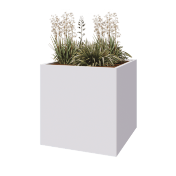 Pflanzkübel aus Stahl - Viereckig - 100 x 100 x 100 cm - RAL9010 matte (weiß) - Ohne Bodenplatte