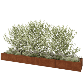 Cortenstahl Hochbeet XXL - Rechteckig - 480 x 80 x 40 cm - Mit Bodenplatte