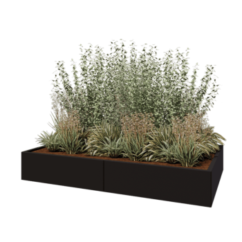 Hochbeet XXL aus Stahl - Rechteckig - 200 x 120 x 30 cm - RAL9005 matte (schwarz) - Ohne Bodenplatte