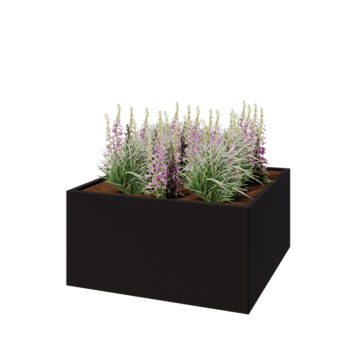 Pflanzkübel aus Stahl - Viereckig - 120 x 120 x 60 cm - RAL9005 matte (schwarz) - Ohne Bodenplatte