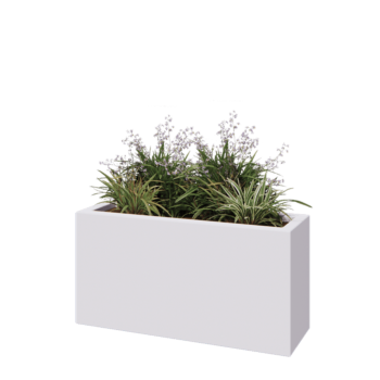 Fiberglas Pflanzkübel - Rechteck - 100 x 30 x 50 cm - RAL9010 matte (Weiß) - Mit Boden