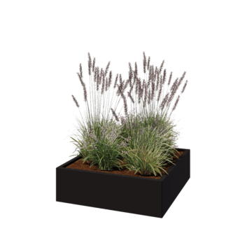 Pflanzkübel aus Stahl - Viereckig - 100 x 100 x 30 cm - RAL9005 matte (schwarz) - Ohne Bodenplatte