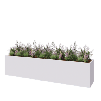 Hochbeet XXL aus Stahl - Rechteckig - 360 x 60 x 80 cm - RAL9010 matte (weiß) - Mit Bodenplatte