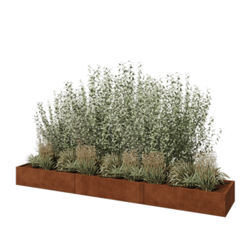 Cortenstahl Hochbeet XXL - Rechteckig - 360 x 60 x 30 cm - Mit Bodenplatte