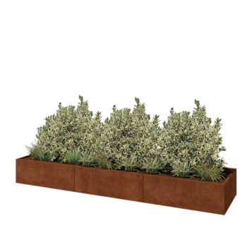 Cortenstahl Hochbeet XXL - Rechteckig - 360 x 80 x 40 cm - Ohne Bodenplatte