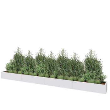 Hochbeet XXL aus Stahl - Rechteckig - 480 x 40 x 30 cm - RAL9010 matte (weiß) - Mit Bodenplatte