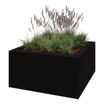 Fiberglas Pflanzkübel - Viereck - 160 x 160 x 80 cm - RAL9005 matte (Schwarz) - Mit Boden