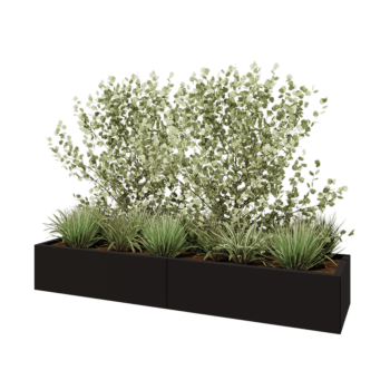 Hochbeet XXL aus Stahl - Rechteckig - 200 x 50 x 30 cm - RAL9005 matte (schwarz) - Mit Bodenplatte