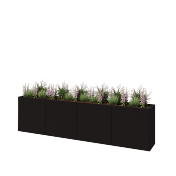 Hochbeet XXL aus Stahl - Rechteckig - 320 x 40 x 80 cm - RAL9005 matte (schwarz) - Mit Bodenplatte