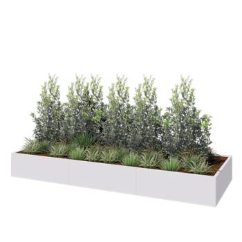 Hochbeet XXL aus Stahl - Rechteckig - 360 x 120 x 40 cm - RAL9010 matte (weiß) - Mit Bodenplatte