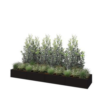 Hochbeet XXL aus Stahl - Rechteckig - 320 x 60 x 30 cm - RAL9005 matte (schwarz) - Mit Bodenplatte