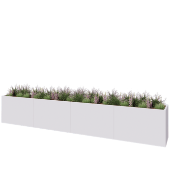 Hochbeet XXL aus Stahl - Rechteckig - 480 x 60 x 80 cm - RAL9010 matte (weiß) - Mit Bodenplatte