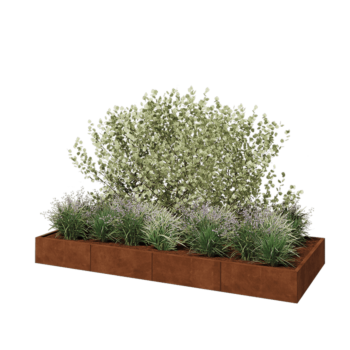 Cortenstahl Hochbeet XXL - Rechteckig - 320 x 120 x 30 cm - Mit Bodenplatte