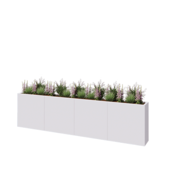 Hochbeet XXL aus Stahl - Rechteckig - 320 x 30 x 80 cm - RAL9010 matte (weiß) - Mit Bodenplatte