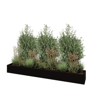 Fiberglas Pflanzkübel - Rechteck - 200 x 30 x 20 cm - RAL9005 matte (Schwarz) - Mit Boden