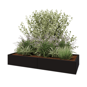 Hochbeet XXL aus Stahl - Rechteckig - 200 x 80 x 30 cm - RAL9005 matte (schwarz) - Mit Bodenplatte