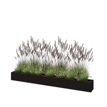 Hochbeet XXL aus Stahl - Rechteckig - 320 x 30 x 30 cm - RAL9005 matte (schwarz) - Mit Bodenplatte