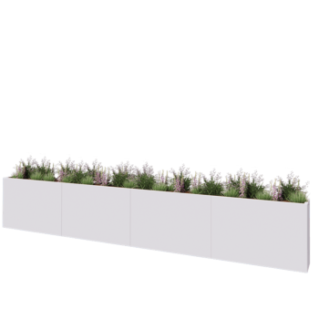 Hochbeet XXL aus Stahl - Rechteckig - 480 x 30 x 80 cm - RAL9010 matte (weiß) - Mit Bodenplatte