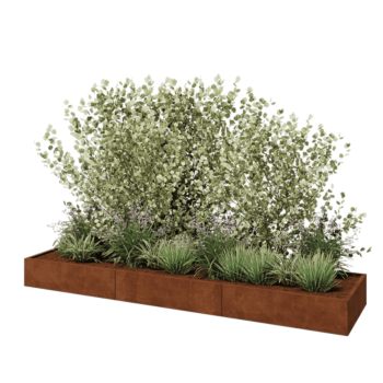 Cortenstahl Hochbeet XXL - Rechteckig - 360 x 80 x 30 cm - Ohne Bodenplatte