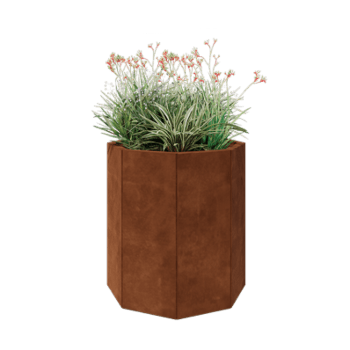 Cortenstahl Pflanzkübel - Achteckig - 72,4 x 72,4 x 80 cm - Mit Bodenplatte