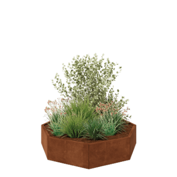 Cortenstahl Pflanzkübel - Achteckig - 144,9 x 144,9 x 30 cm - Ohne Bodenplatte