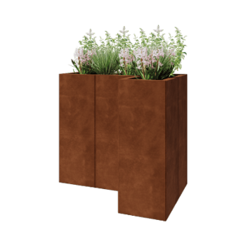 Cortenstahl Pflanzkübel - L-Form - 90 x 60 x 80 cm - Ohne Bodenplatte