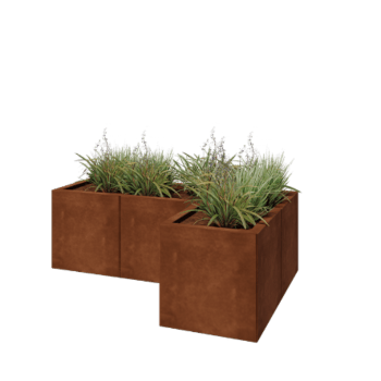 Cortenstahl Pflanzkübel - L-Form - 120 x 80 x 40 cm - Ohne Bodenplatte