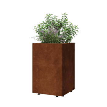 Cortenstahl Pflanzkübel - Viereckig - 40 x 40 x 60 cm - Mit Bodenplatte - Mit Füßen