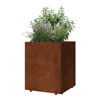 Cortenstahl Pflanzkübel - Viereckig - 50 x 50 x 60 cm - Mit Bodenplatte - Mit Füßen
