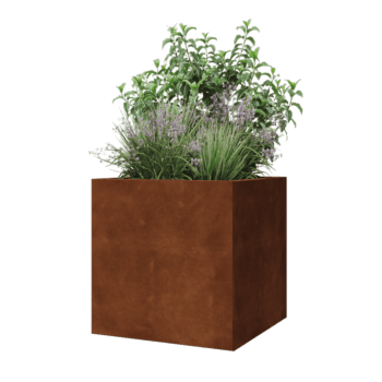 Cortenstahl Pflanzkübel - Viereckig - 60 x 60 x 60 cm - Mit Bodenplatte