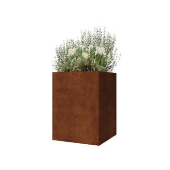 Cortenstahl Pflanzkübel - Viereckig - 60 x 60 x 80 cm - Mit Bodenplatte